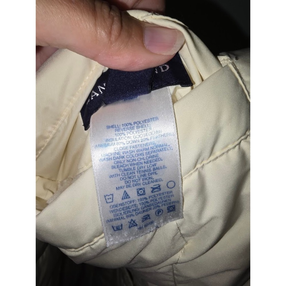 Lands' End Womens Puffer Vest Cream Paisley Reversible Down Filled Winter Size L - Picture 7 of 14